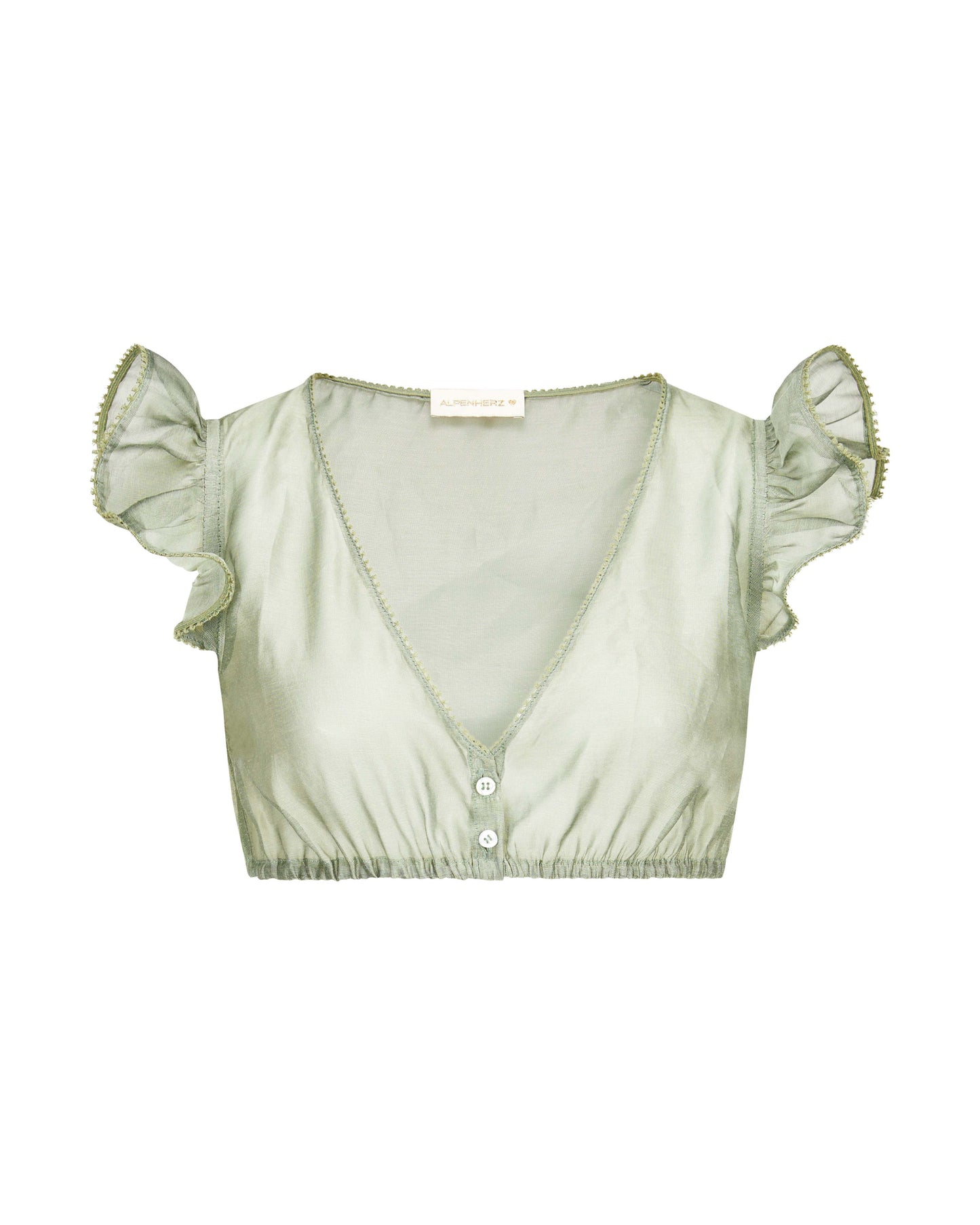 Dirndlbluse Sarah Ciffon in Salbei von vorne