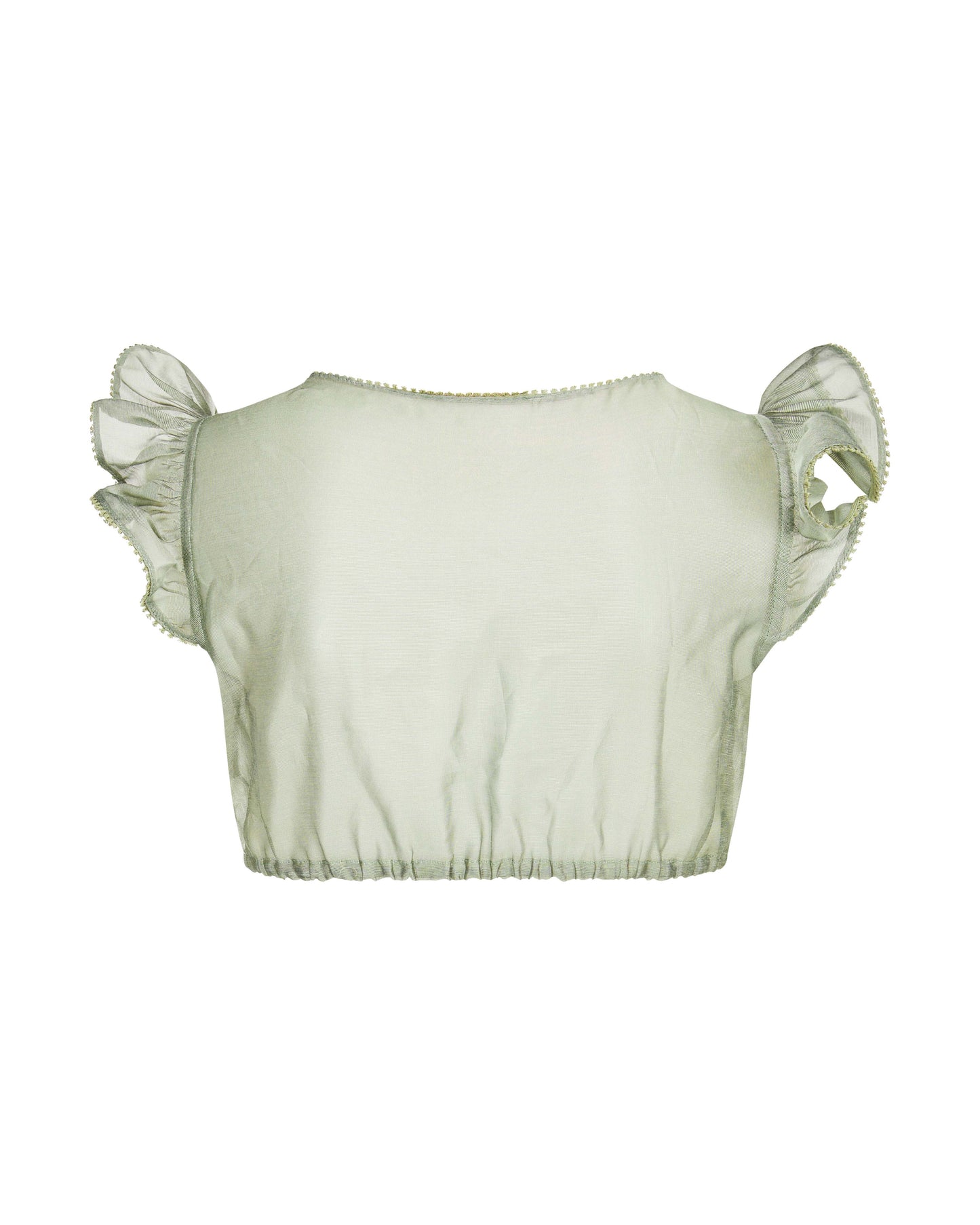 Dirndlbluse Sarah Ciffon in Salbei von hinten