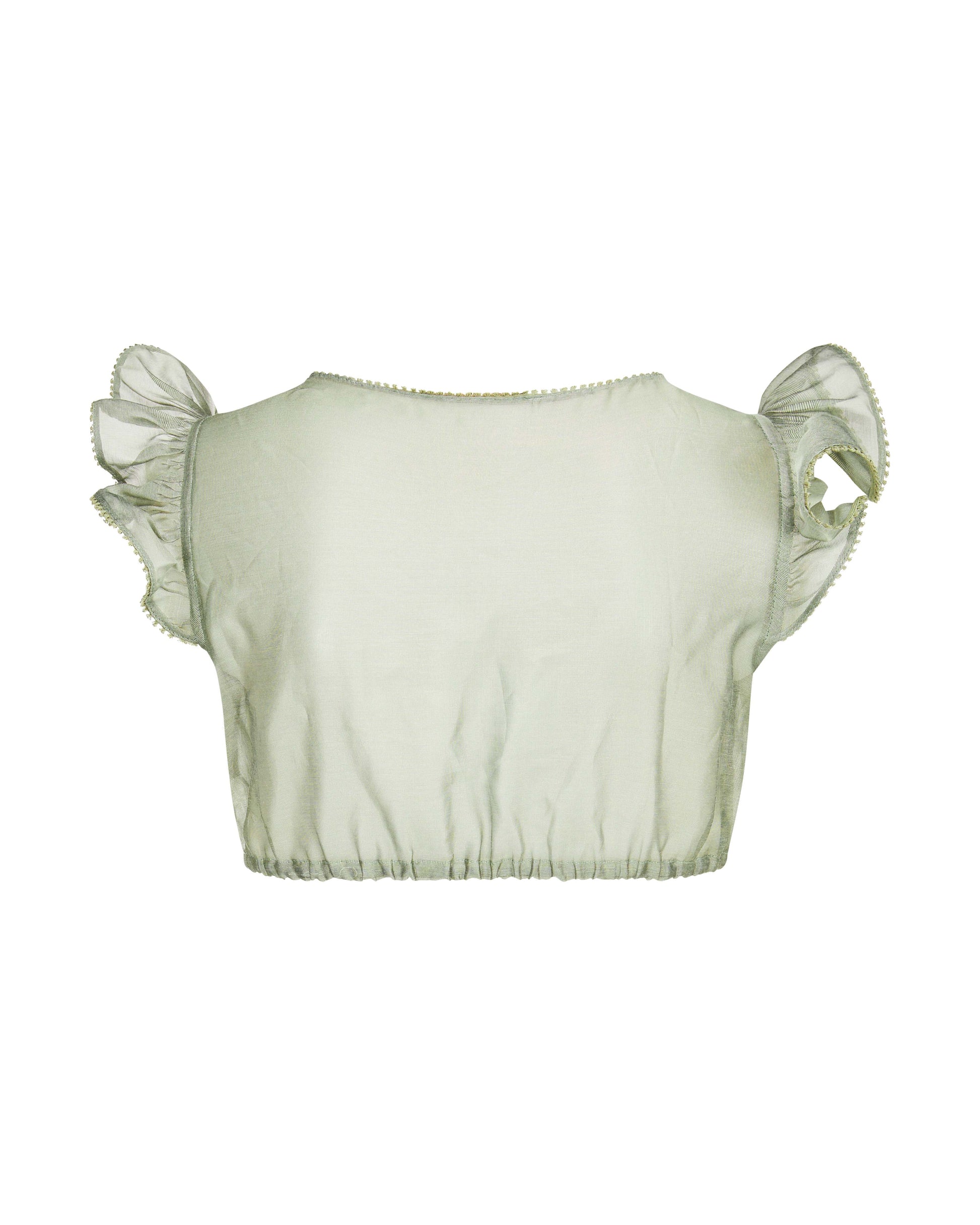 Dirndlbluse Sarah Ciffon in Salbei von hinten