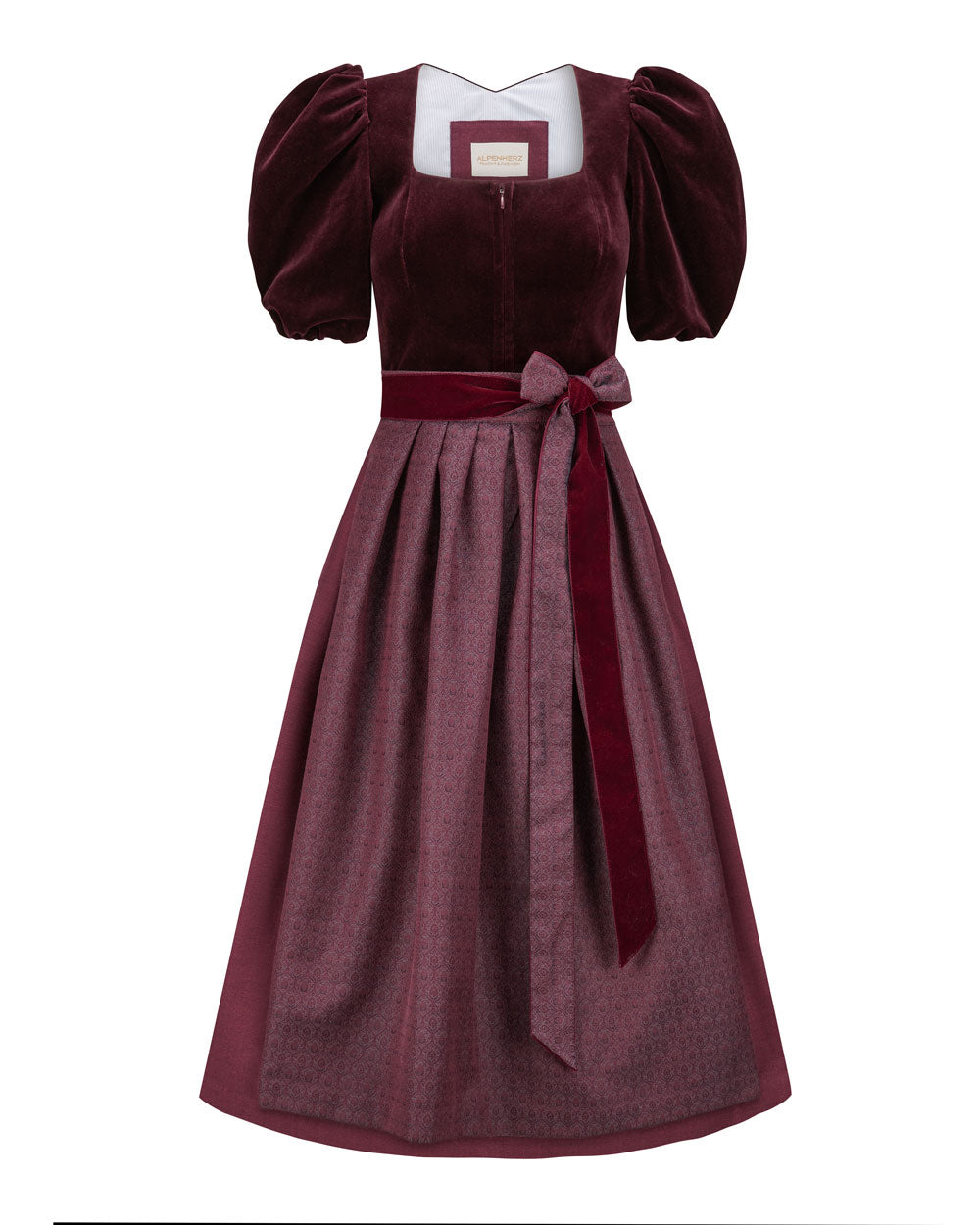 Samtdirndl Mona, mit Puffarm, Rocklänge 70cm