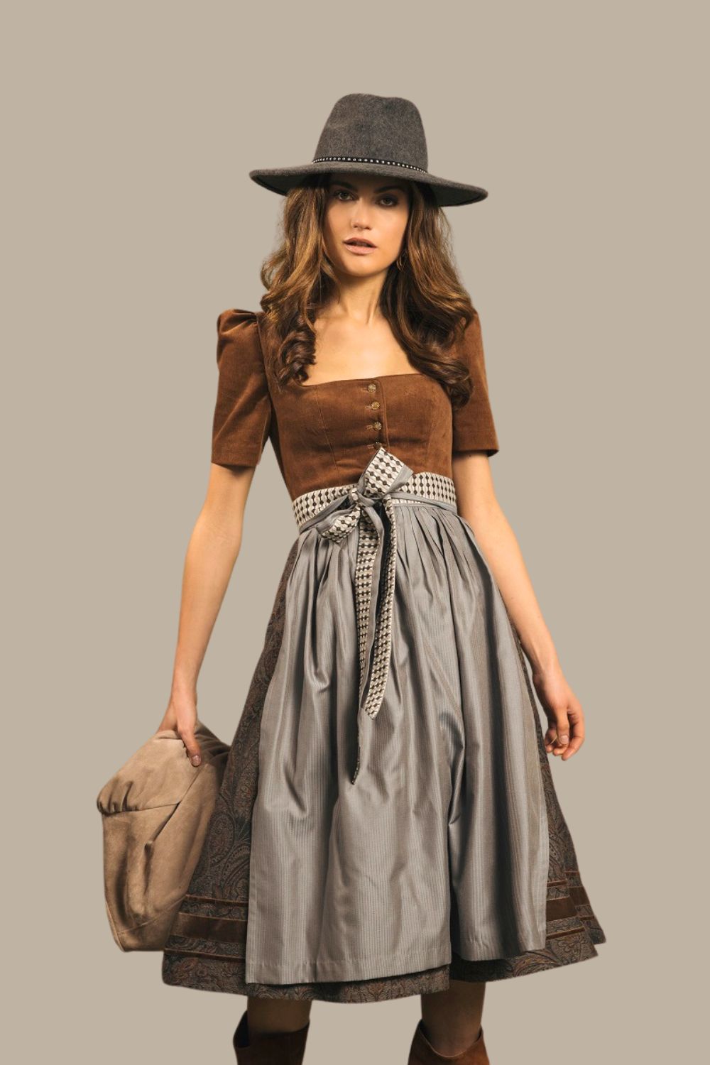 Ärmchendirndl Therese Stretchcord, Rocklänge 75cm