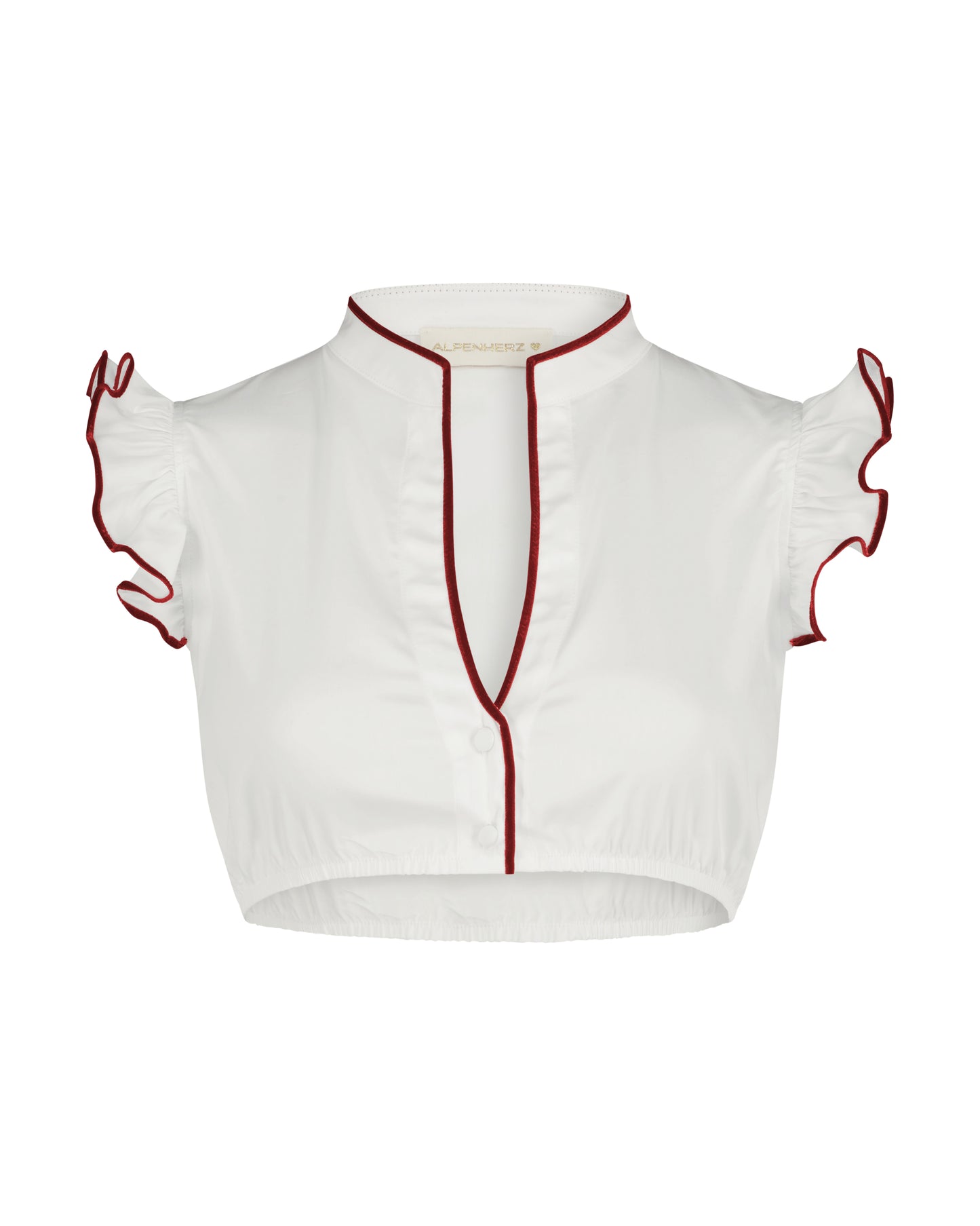 Bluse Hellin weiß mit Samtborte